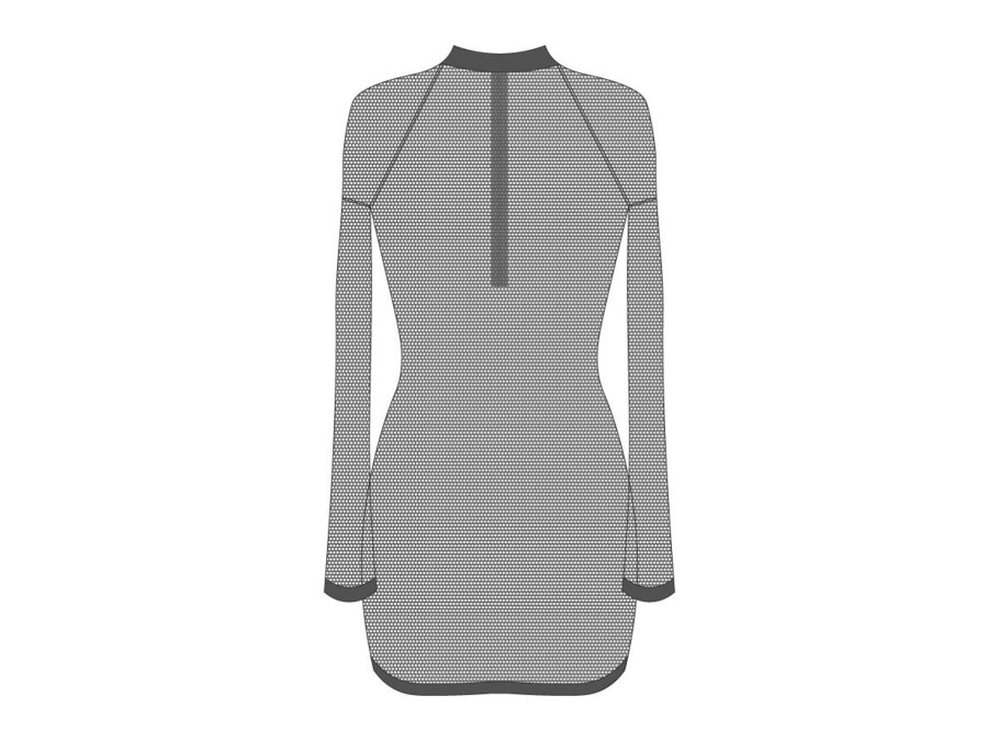 Cover-Ups Boutine LA | Grey Mesh Zipper Logo Cover-Up Dress