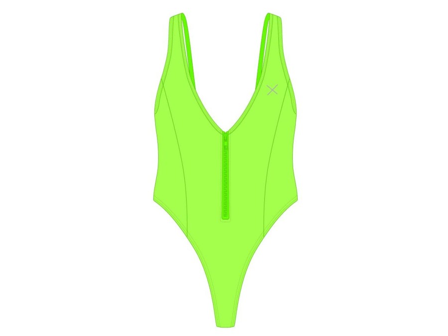 One Pieces Boutine LA | Lime Green Zipper One-Piece