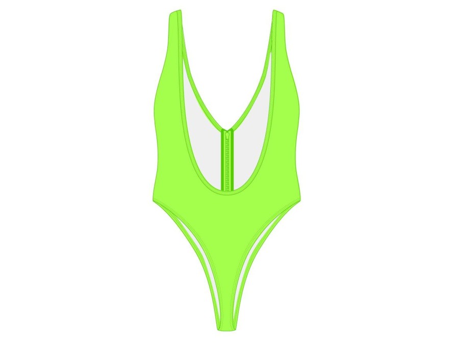 One Pieces Boutine LA | Lime Green Zipper One-Piece