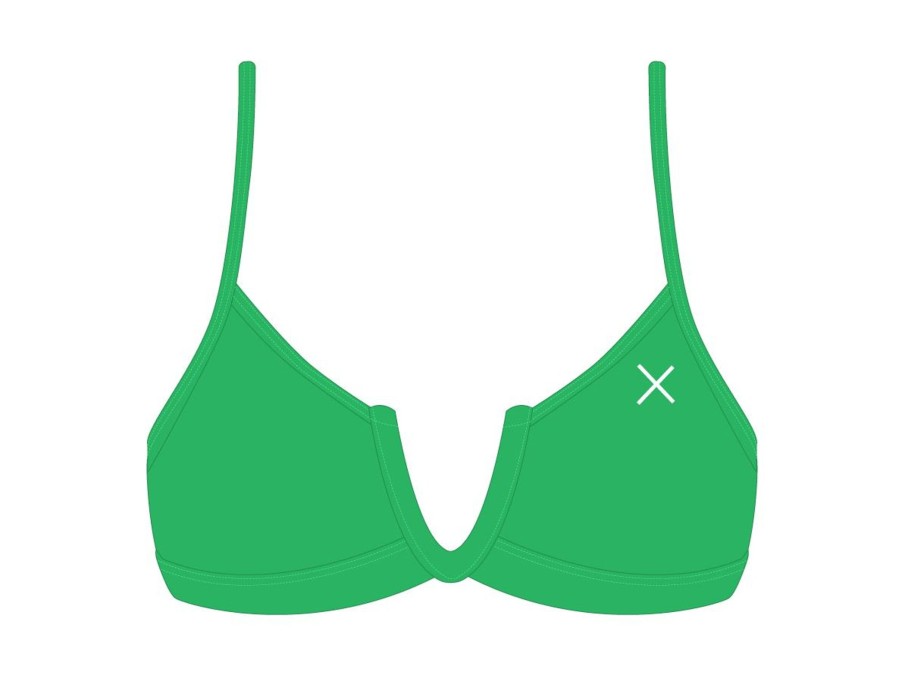 Tops Boutine LA | Leaf Green V-Cut Top