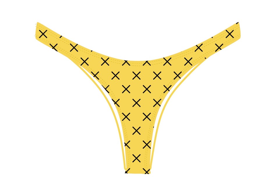 Bottoms Boutine LA | Yellow Logo Print Chic 80'S Bottoms