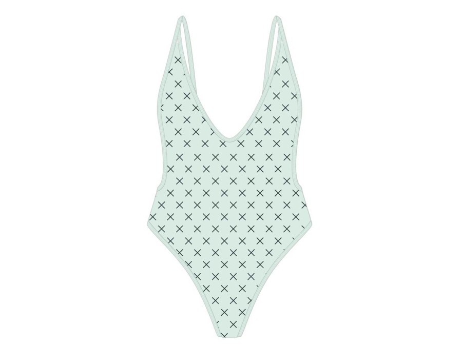 One Pieces Boutine LA | Green Logo Print Retro One-Piece