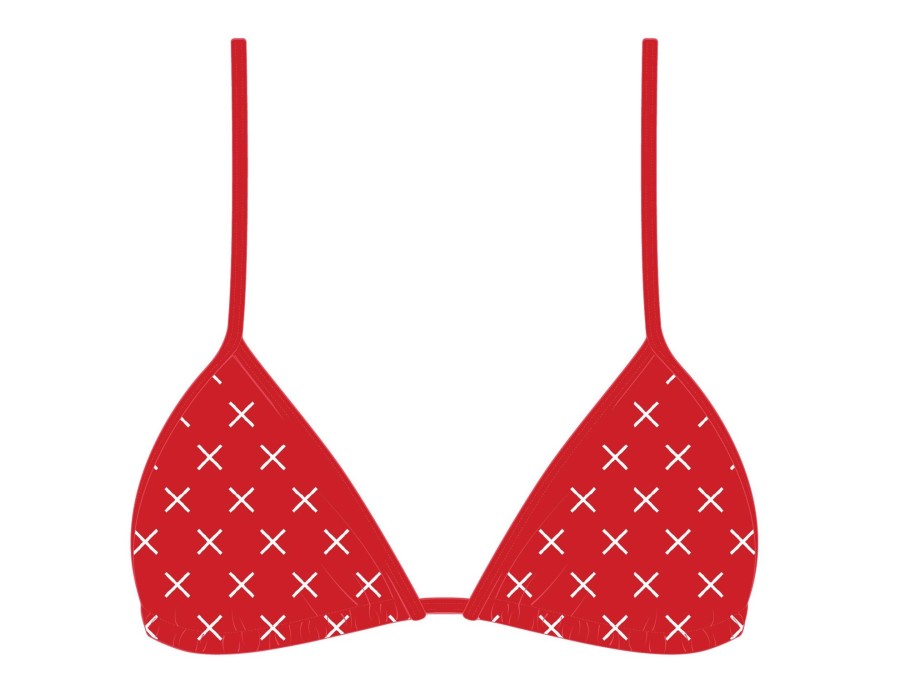 Tops Boutine LA | Red Logo Print Bikini Top