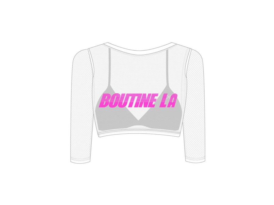 Cameeli Boutine LA | Mesh Crop Cover Up W/ Logo Print