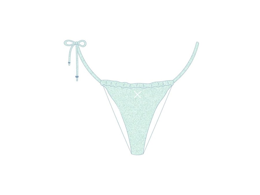 Bottoms Boutine LA | Aquamarine Shimmer One Side-Tie Bottoms