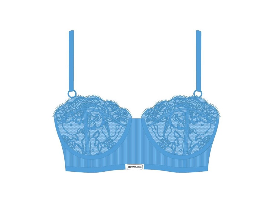 Underwear Boutine LA | Sky Blue Lace Ribbed Top