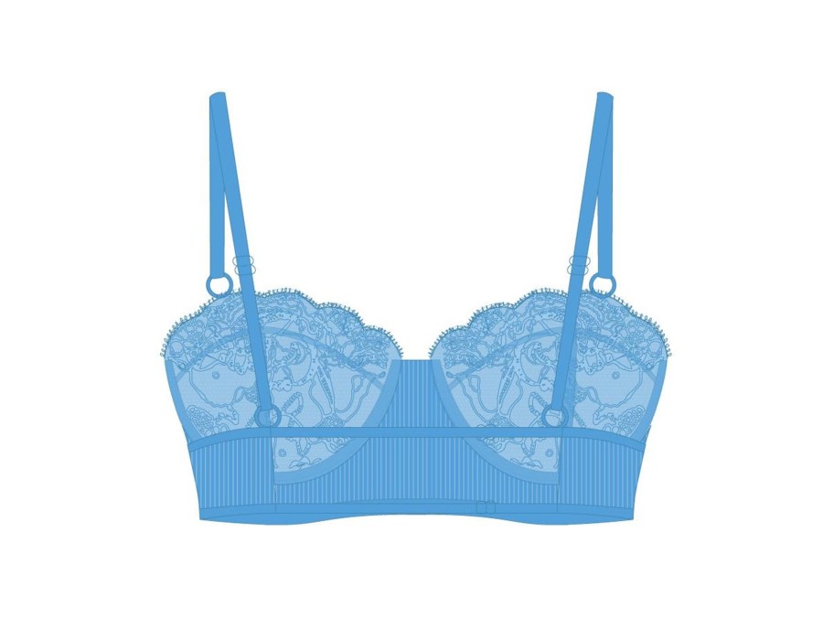 Underwear Boutine LA | Sky Blue Lace Ribbed Top