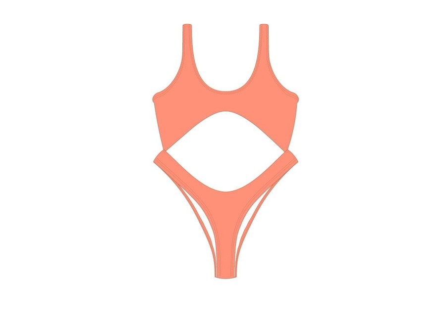 One Pieces Basicallyswim | Coral Front Tie One Piece