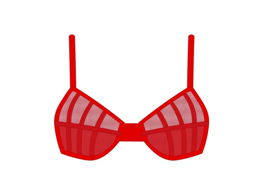 Underwear Boutine LA | Red Mesh Peep Bralette