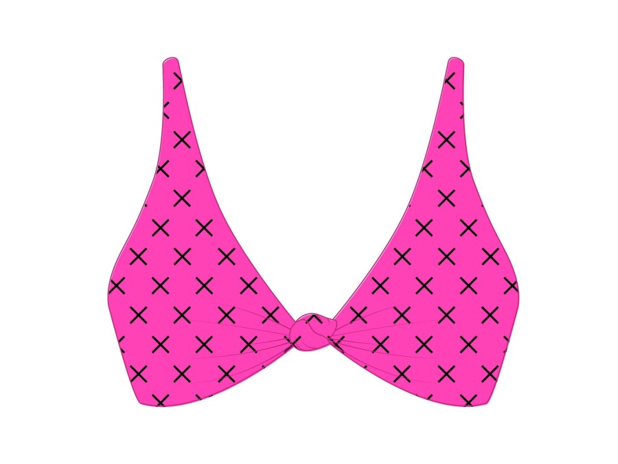 Tops Boutine LA | Hot Pink Logo Print Twist Top