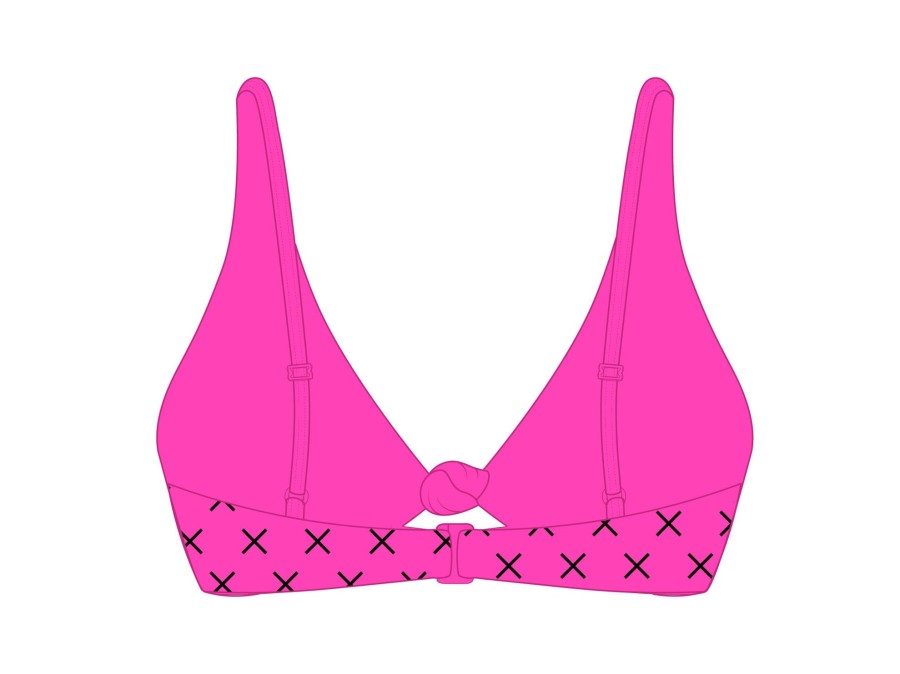 Tops Boutine LA | Hot Pink Logo Print Twist Top