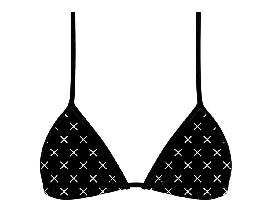 Tops Boutine LA | Black Logo Print Bikini Top