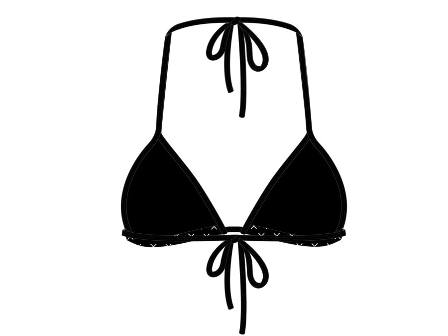 Tops Boutine LA | Black Logo Print Bikini Top