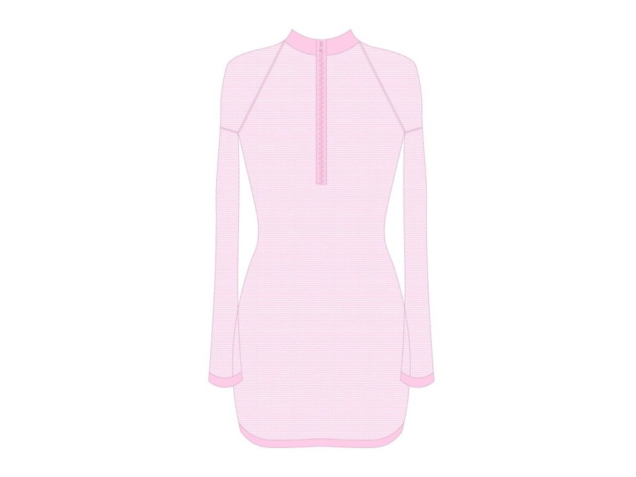 Cover-Ups Boutine LA | Pink Mesh Zipper Logo Cover-Up Dress