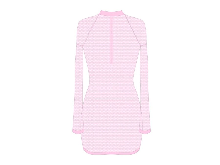 Cover-Ups Boutine LA | Pink Mesh Zipper Logo Cover-Up Dress