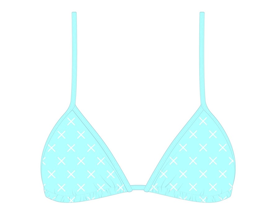 Bottoms Boutine LA | Off-Blue Logo Print Bikini Top