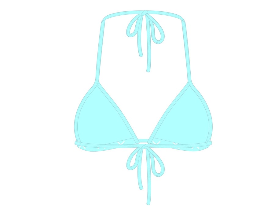 Bottoms Boutine LA | Off-Blue Logo Print Bikini Top