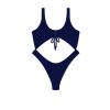 One Pieces Basicallyswim | Midnight Blue Front Tie One Piece