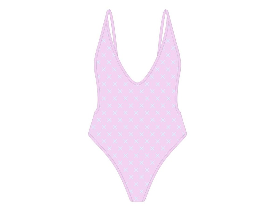 One Pieces Boutine LA | Pink Logo Print Retro One-Piece