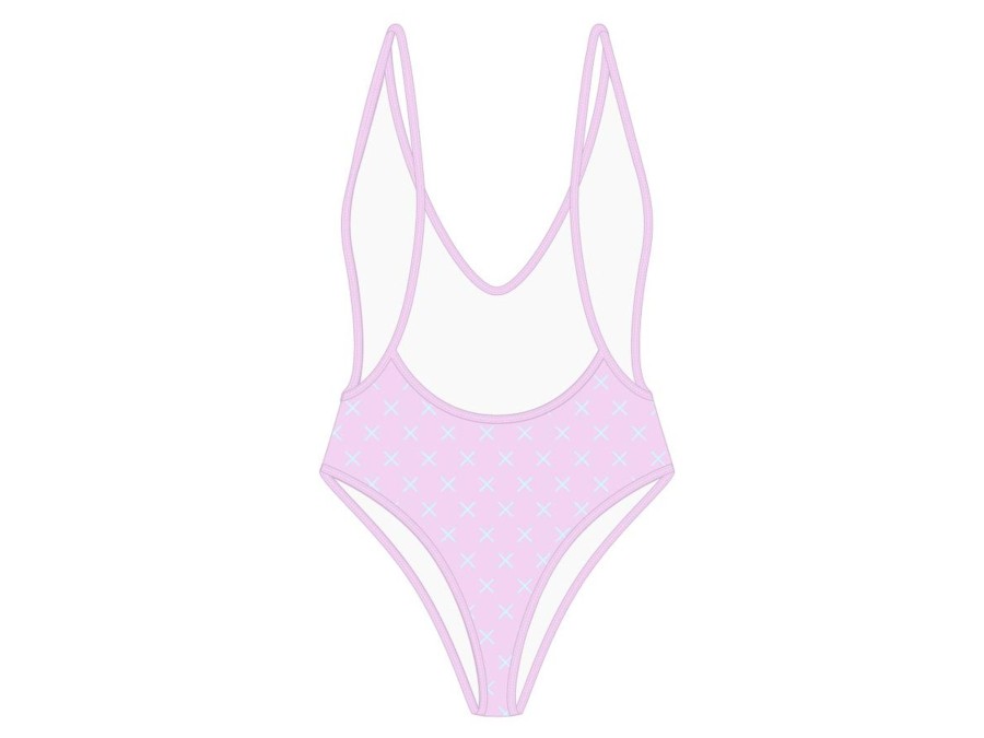 One Pieces Boutine LA | Pink Logo Print Retro One-Piece