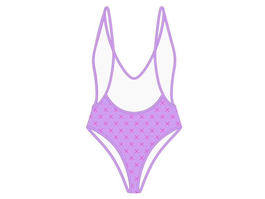 One Pieces Boutine LA | Lilac Logo Print Retro One-Piece