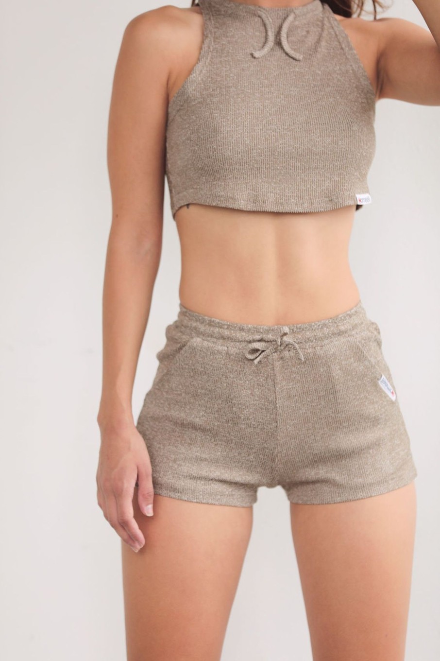 Cameeli Cameeli | Marle Grey Ribbed Lounge Shorts