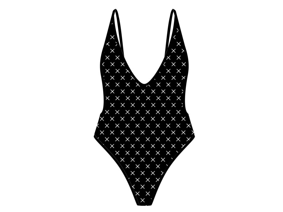 One Pieces Boutine LA | Black Logo Print Retro One-Piece