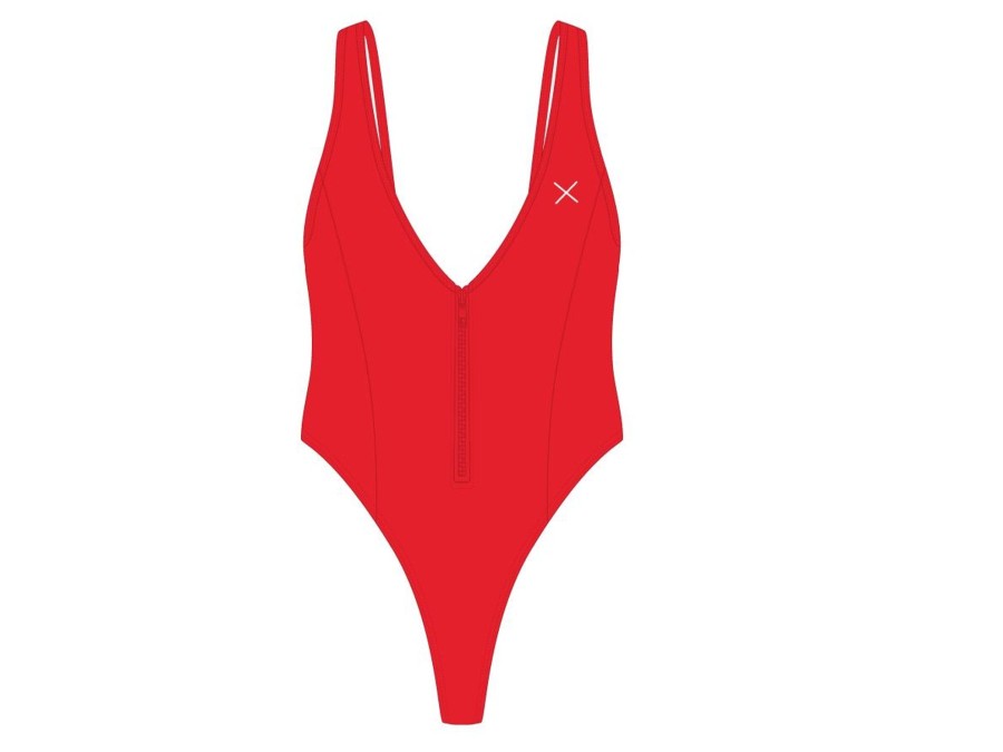 One Pieces Boutine LA | Rose Red Zipper One-Piece