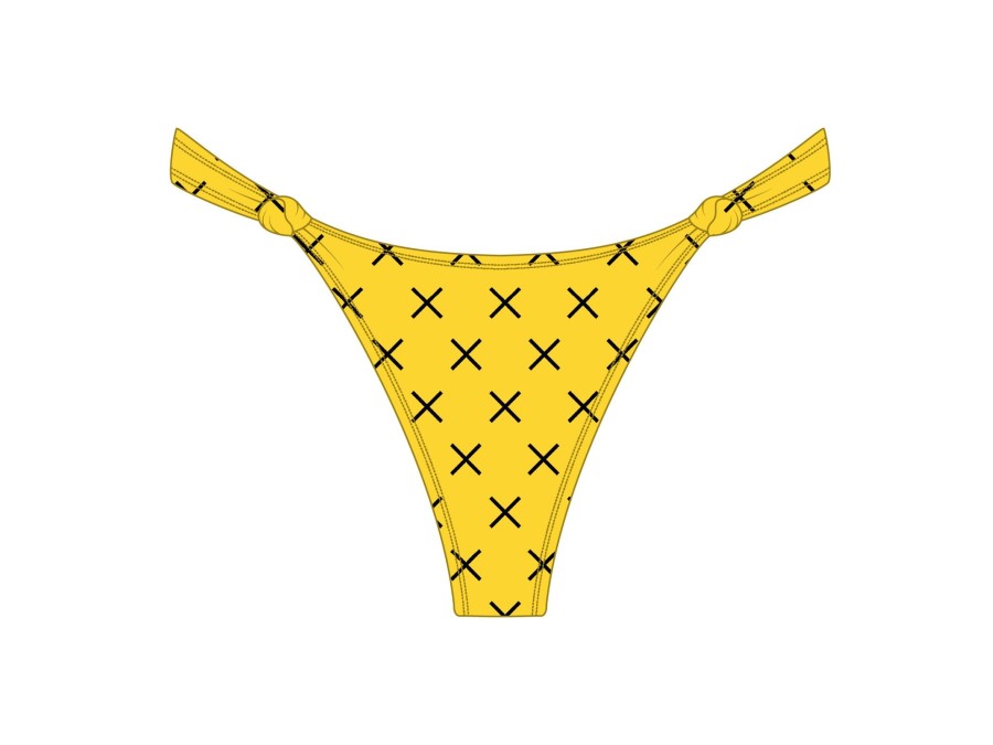 Bottoms Boutine LA | Yellow Logo Print Twist Bottoms