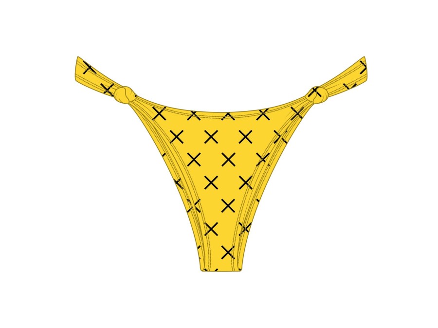 Bottoms Boutine LA | Yellow Logo Print Twist Bottoms